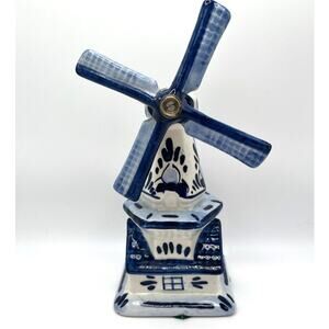 Vintage Delft Blue White Windmill Figure Handpainted Dutch grandmillennial